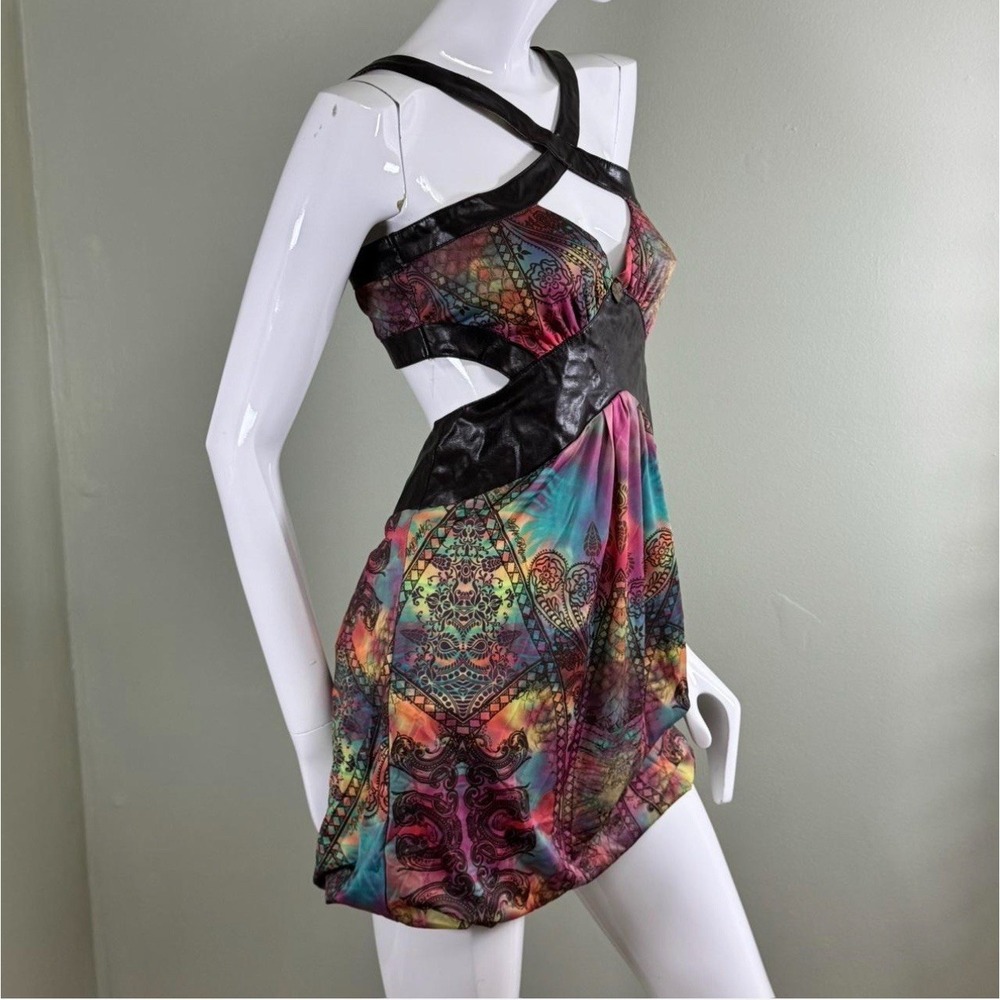 Vintage Apple Bottoms Cut-Out Mini Dress – Multicolor Paisley Bubble Hem Size M‎ - Picture 2 of 6